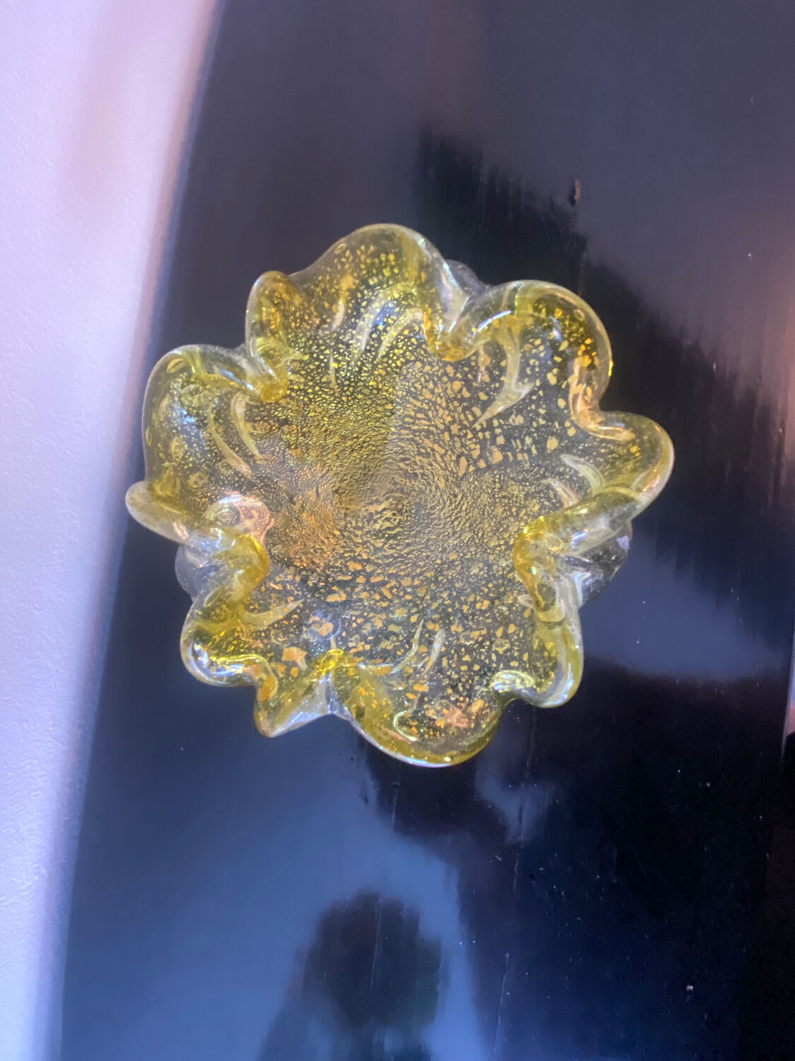 Empty ashtray pocket Murano Barovier Toso Vintage gold glitter