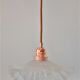 White pleated glass pendant lamp – electric mounting copper color