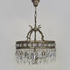 Old chandelier in bronze or silver brass, 4 lights, crystal grapevines. Year 60 70