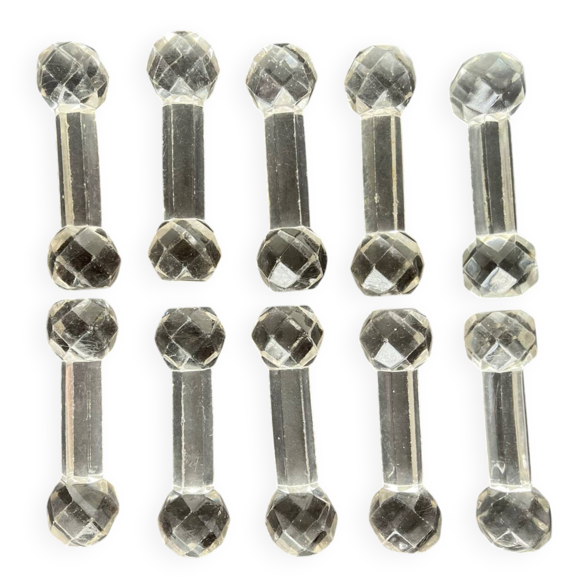 10 vintage glass knife holders