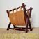 Foldable magazine rack in wood and jute fabric - brutalist