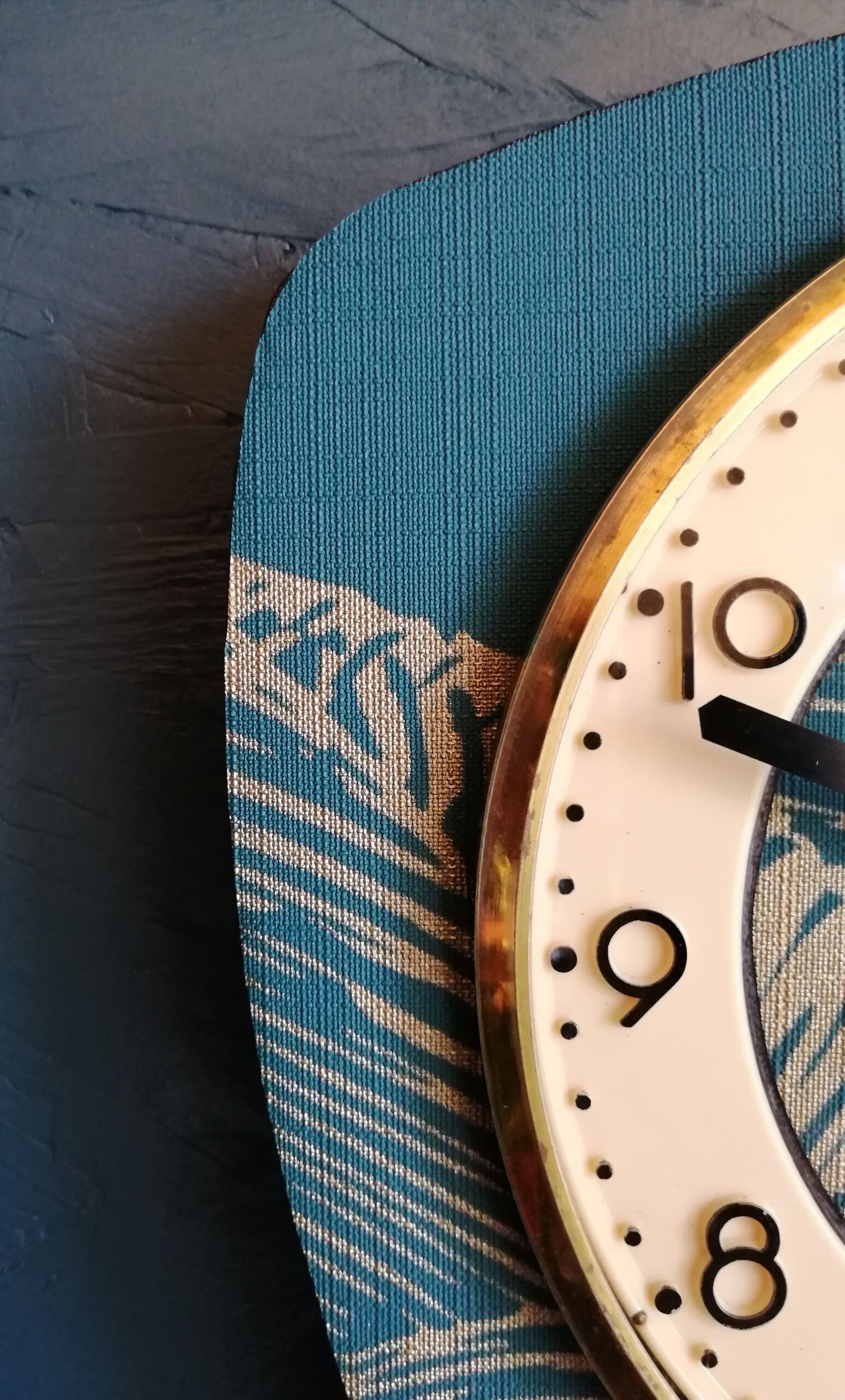 Vintage clock asymmetrical silent wall pendulum "Golden Green"