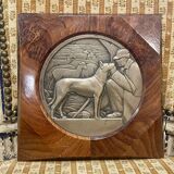 Bronze bas-relief framed in wood signed by Jean Auguste Briquemont (1879-1951)