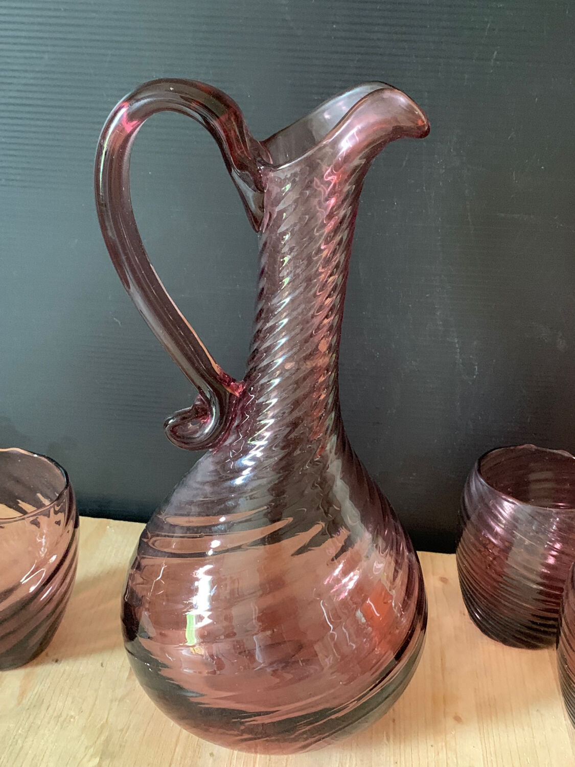 Purple blown glass orangade service