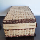 Rattan suitcase, wicker, vintage French, vanity