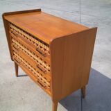 Commode rotin et chêne
