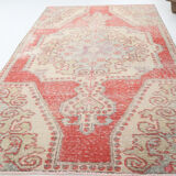 Red and beige wool turkish rug 198x112cm