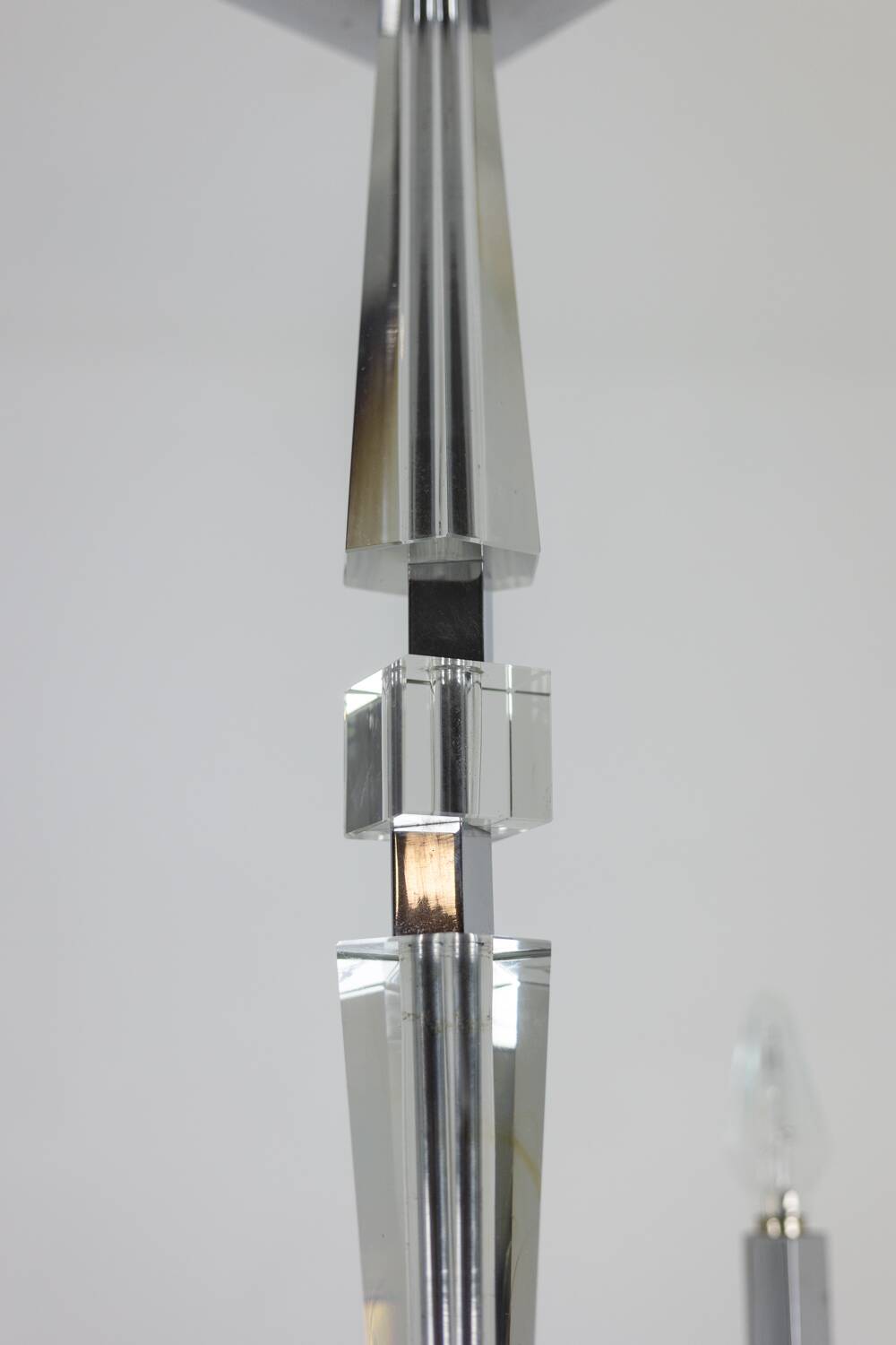 Jacques Adnet. Modernist chandelier in chromed metal. Circa 1940.