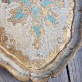 Florentine tray in painted and gilded wood