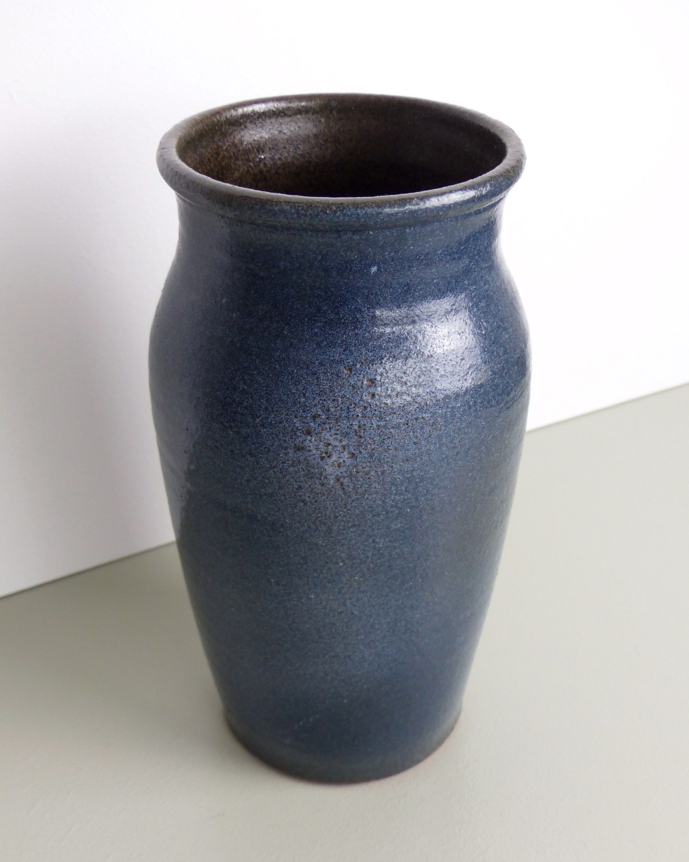 Blue ceramic vase signed