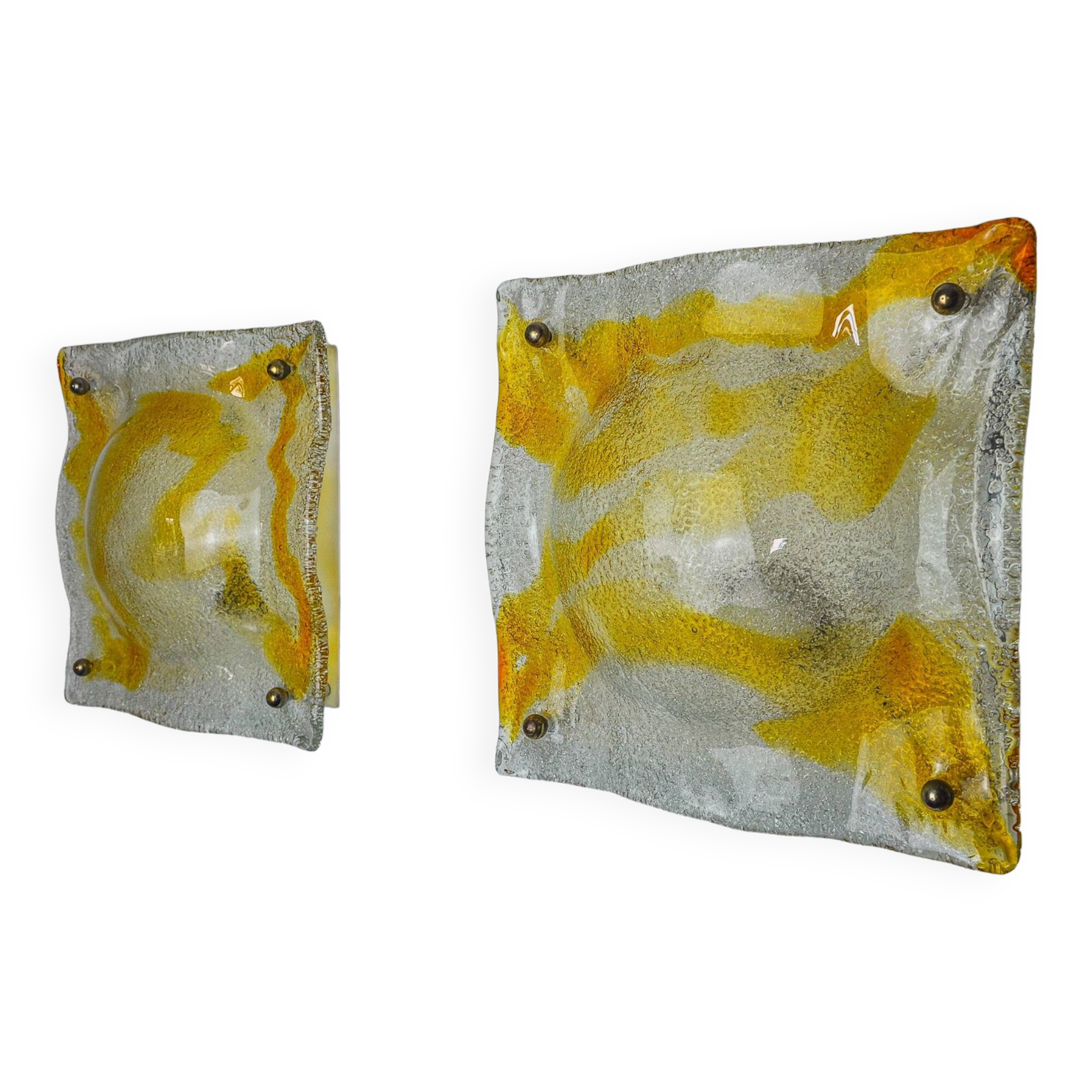 Pair of Murano Mazzega Orange wall lights, Italy, 1970