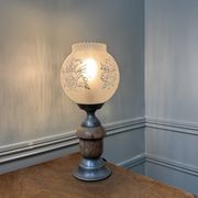Art Nouveau lamp with engraved glass