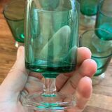 Green glass digestif glasses
