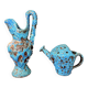 2 vases de charles cart en bleu turquoise fat lava cyclope, 1960s, emaux des glaciers cyclope