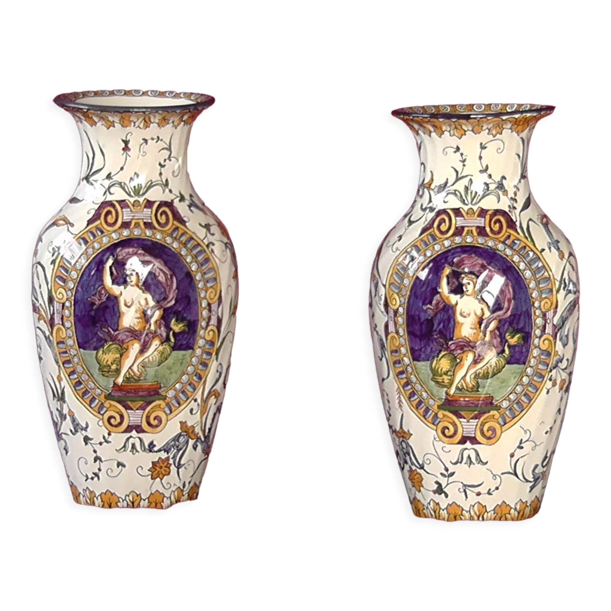 Two earthenware vases from Gien late nineteenth century