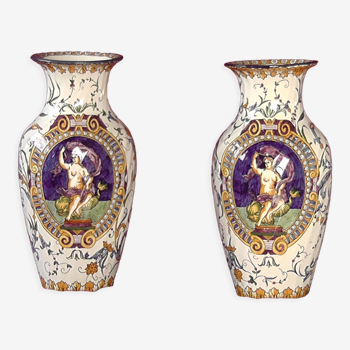 Deux vases en faïence de Gien époque fin XIX ème siècle