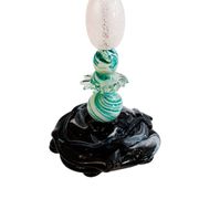 Set of three sculptural multicoloured glass floor lamps in a modernist style.