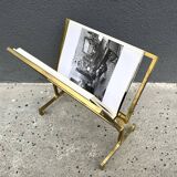 50s brass magazine rack, vintage design magazine rack