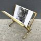 50s brass magazine rack, vintage design magazine rack