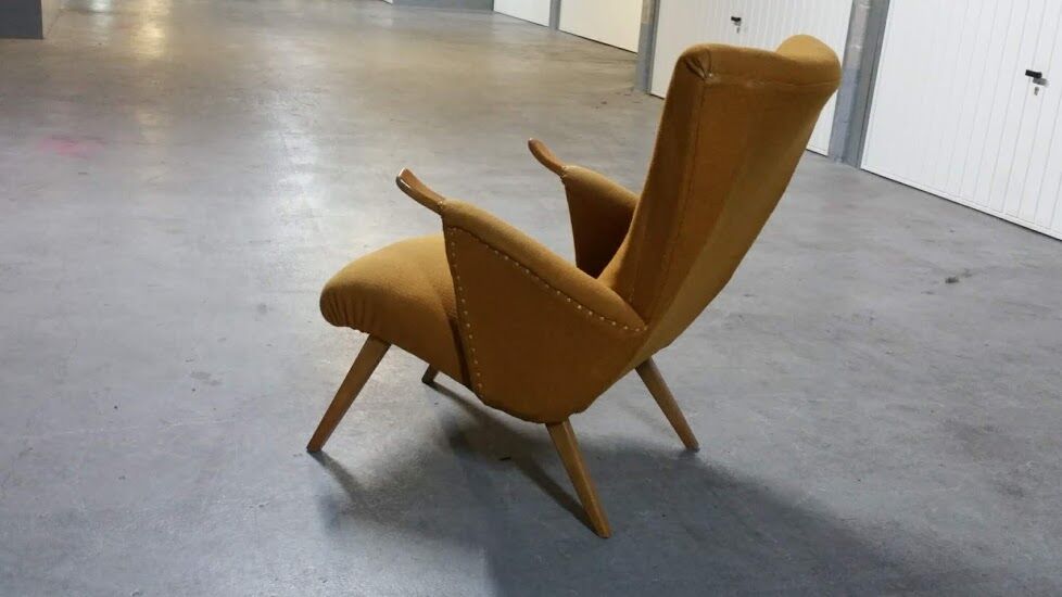 50s 60s Danish armchair has ears golden