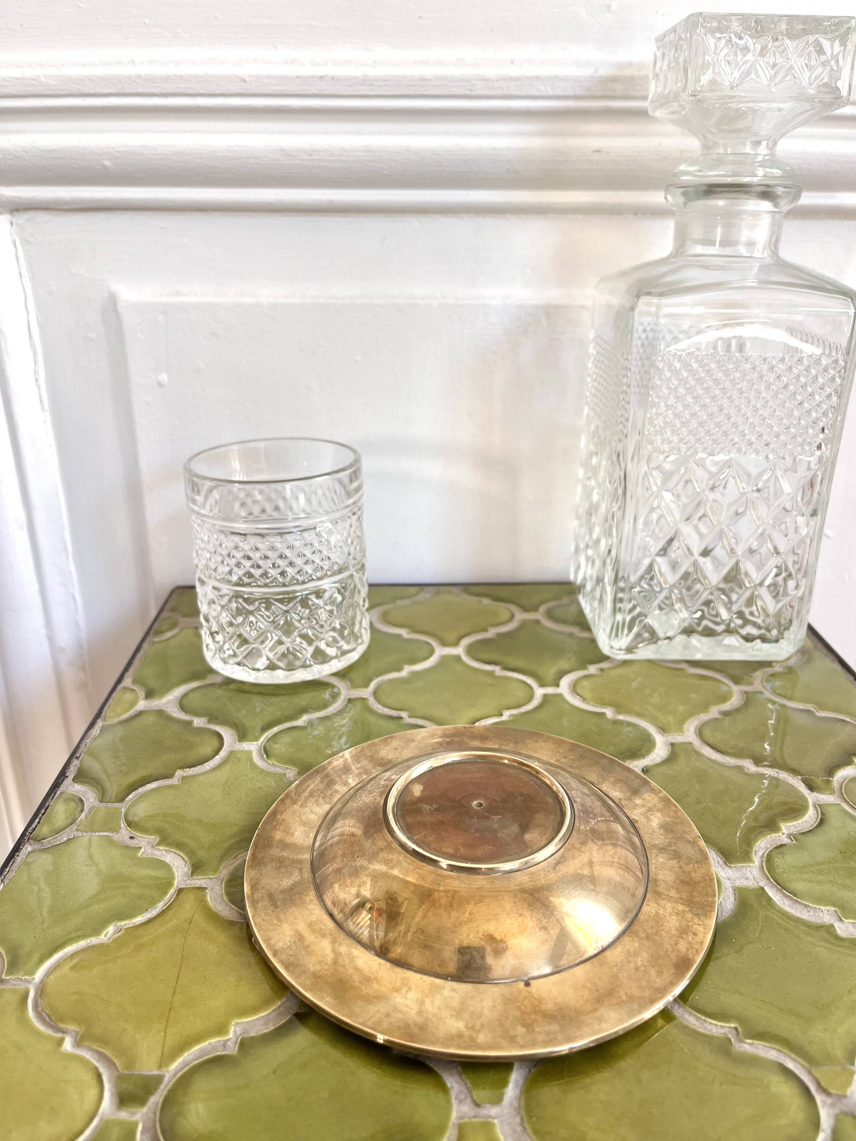 Cloisonné brass ashtray with star decoration