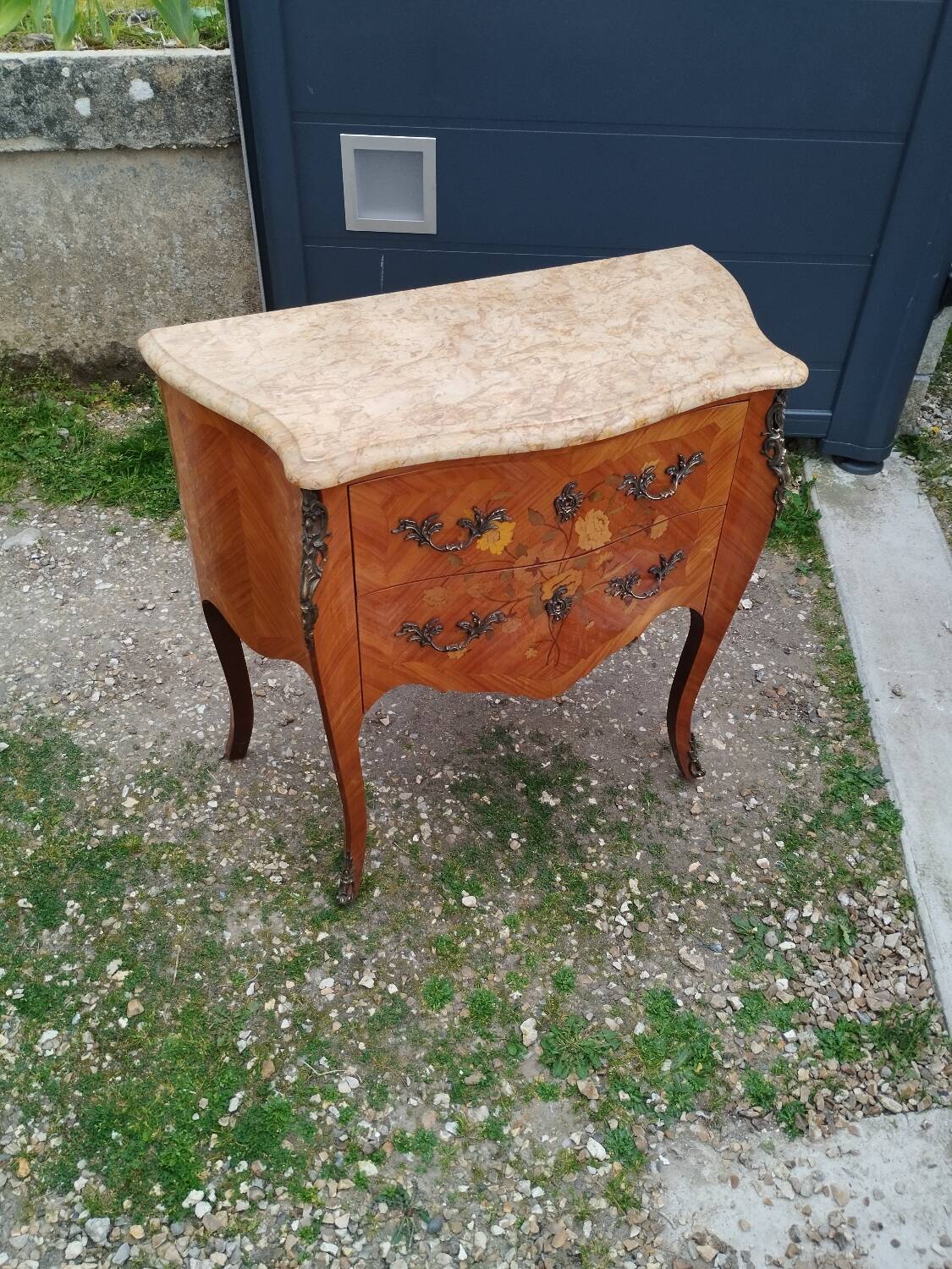 Antique Louis xvi style chest of drawers with marble top