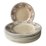 Series of 8 dessert plates 1900 in Longwy earthenware