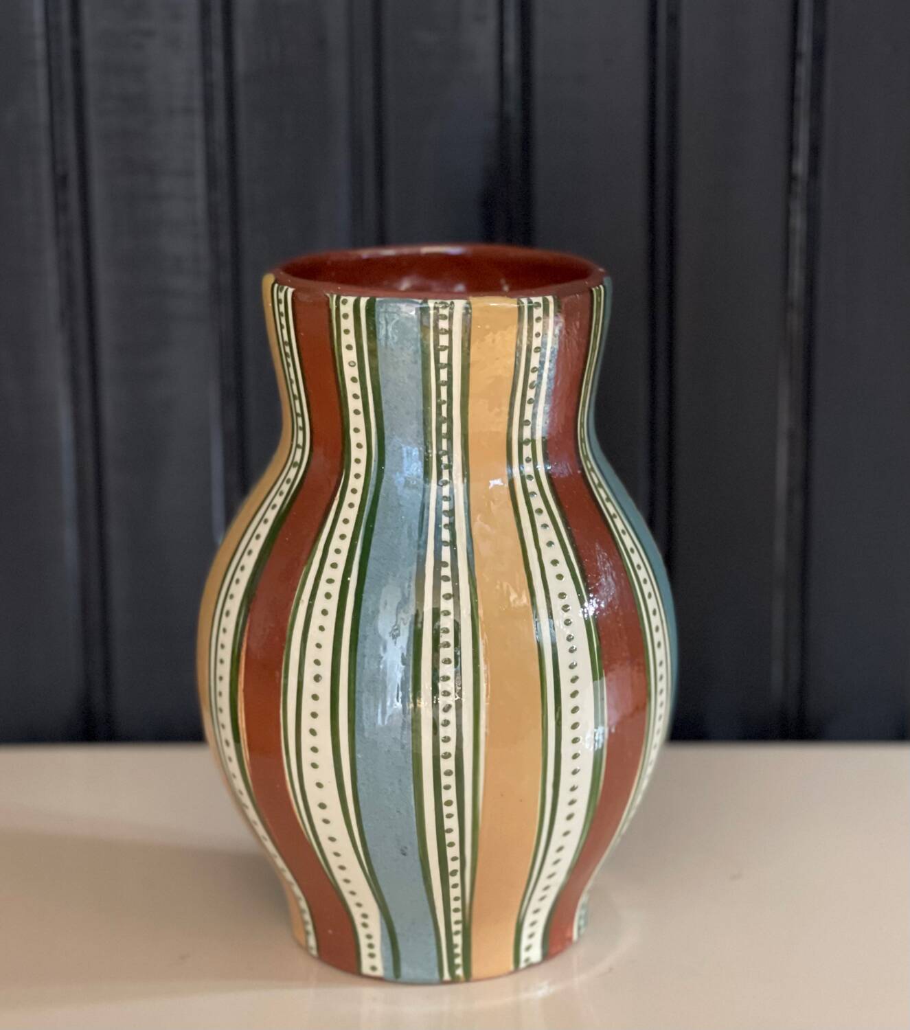 Glazed earthenware vase