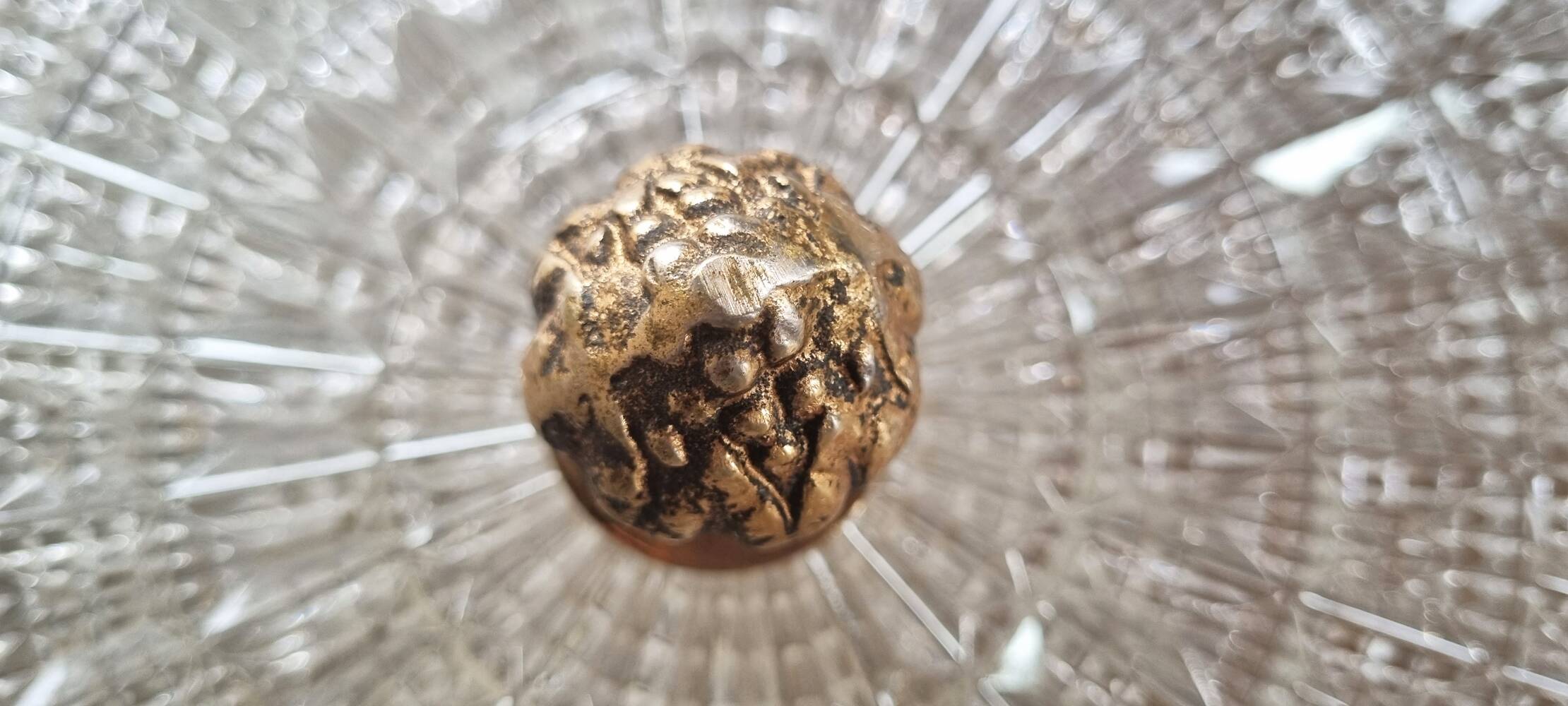 Large vintage Lucien Gau crystal and brass ceiling light