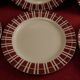Lot 6 plates dessert faience vintage white red décor 9611 Sarreguemines