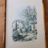 Magnificent Print (Lithograph/Watercolor) Provençal Village Scene