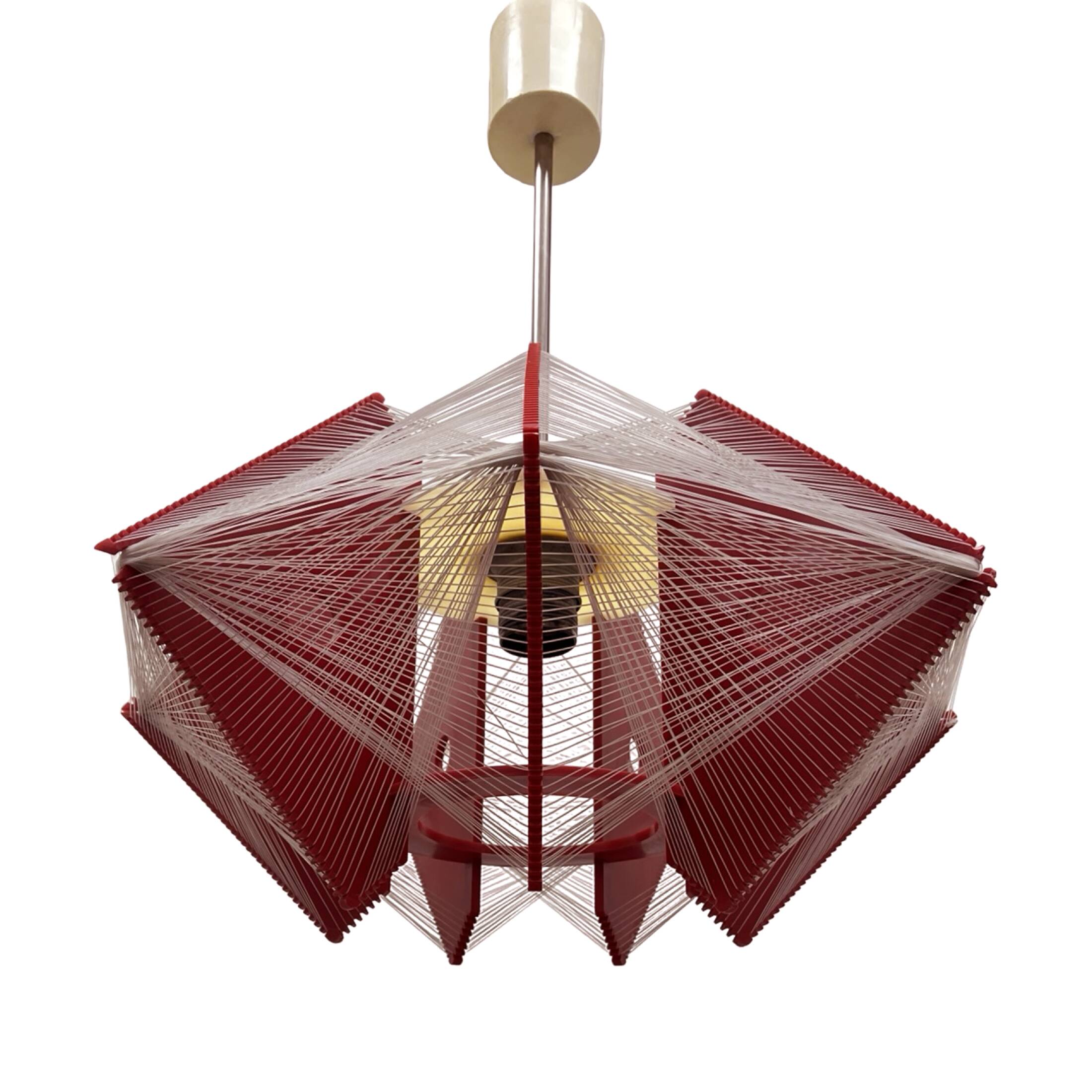 "Rozwój" Kłobuck hanging string lamp, Polish design from the PRL 1970