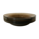 Set of 6 hollow plates Vereco, smoked gray