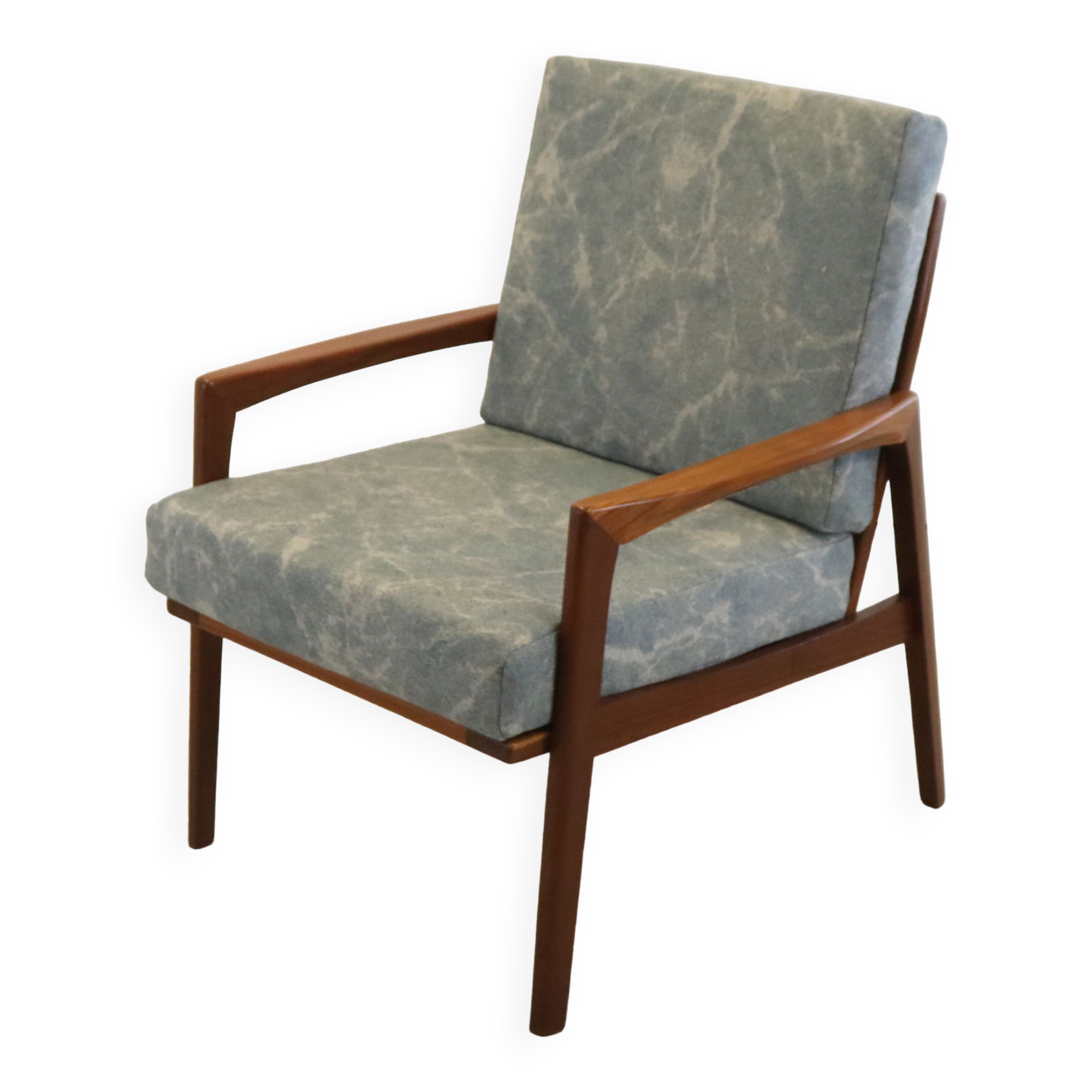 Mid century teak Armchair 'Mettmann' - reupholstered