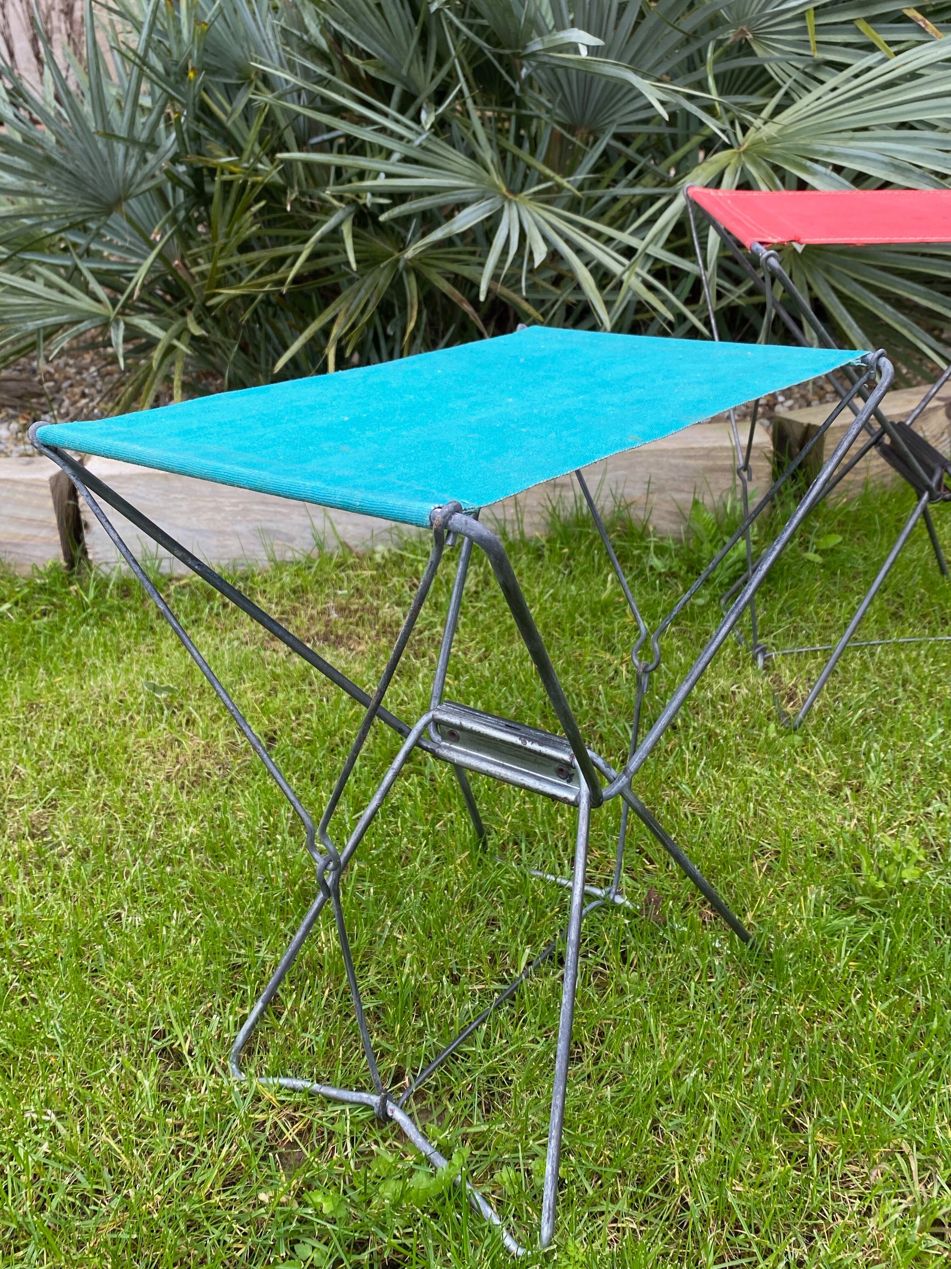 Blue folding stool 60s