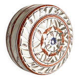 Handmade terracotta wall lamp with blue enamelled center