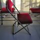 Suite of 4 folding chairs opera red velvet and vintage brass structure