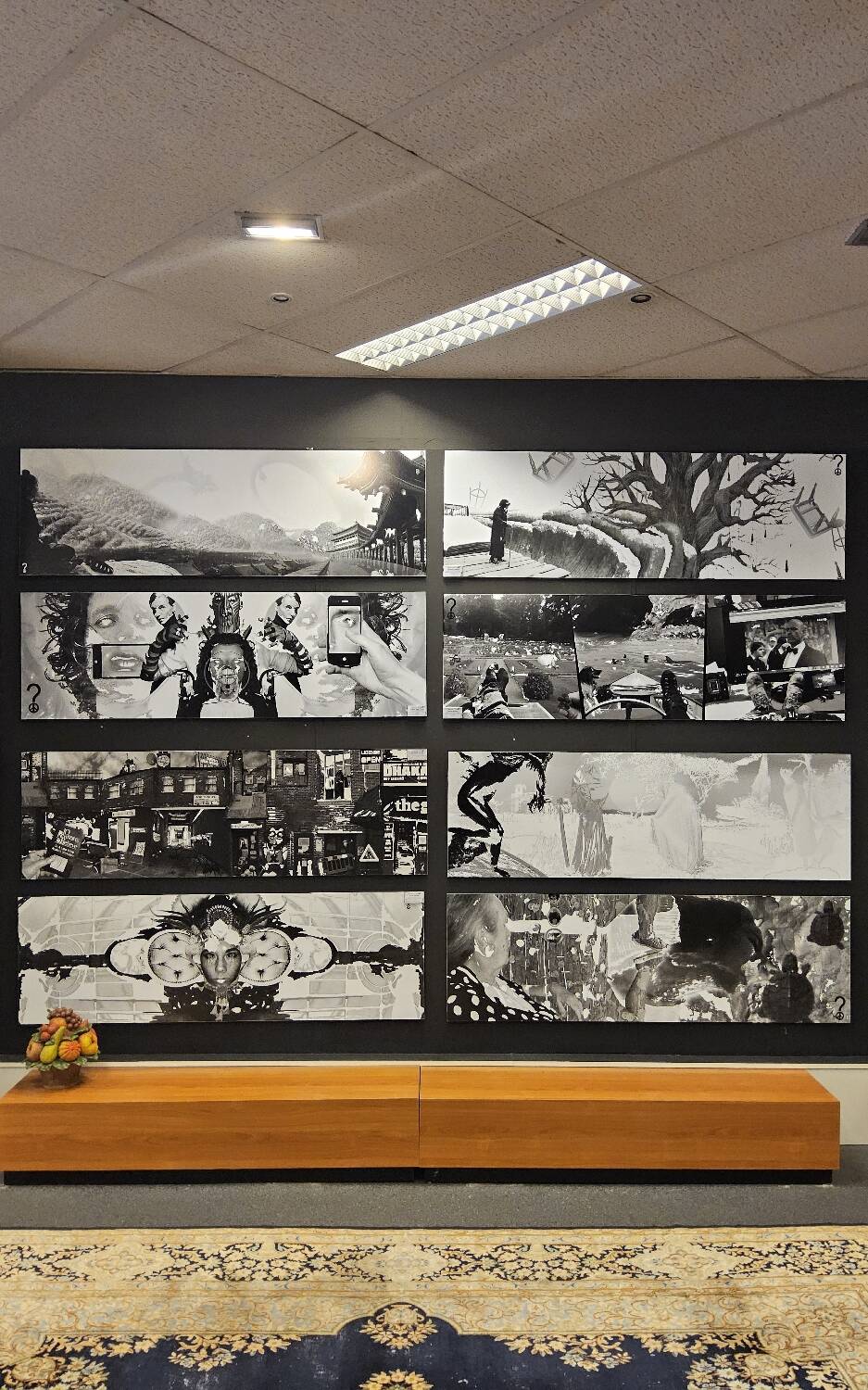 Large black and white artworks / photo collage (160x50) eyes