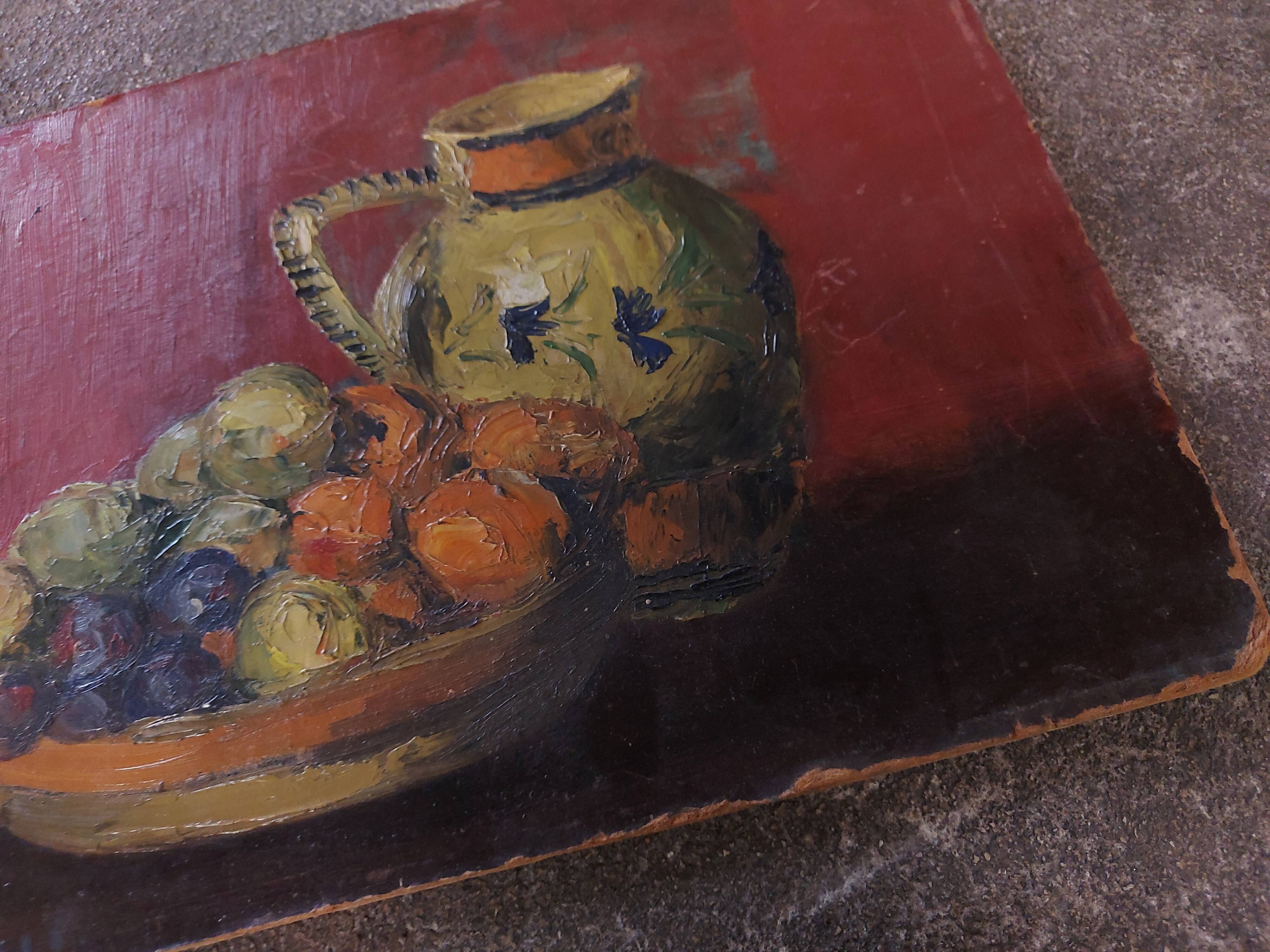 Painting, oil on panel, still life