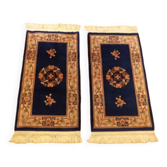 Pair of handmade Chinese bedside rugs 2x122x69