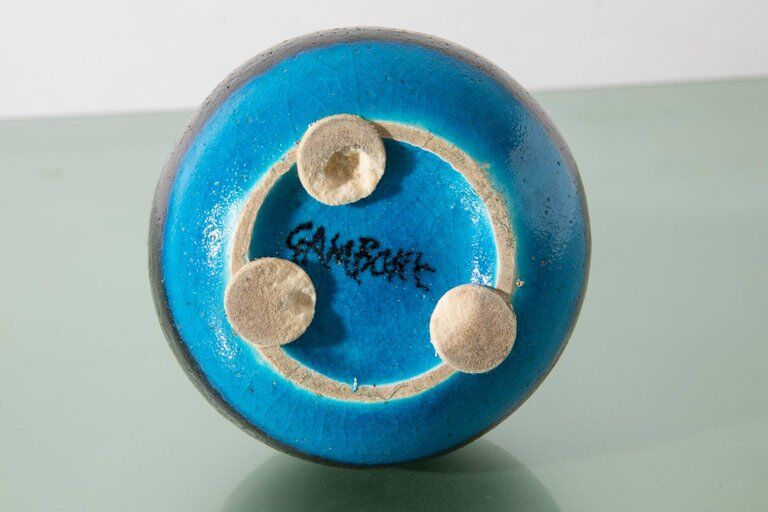 Vase in blue and black earthenware 'Gambone'