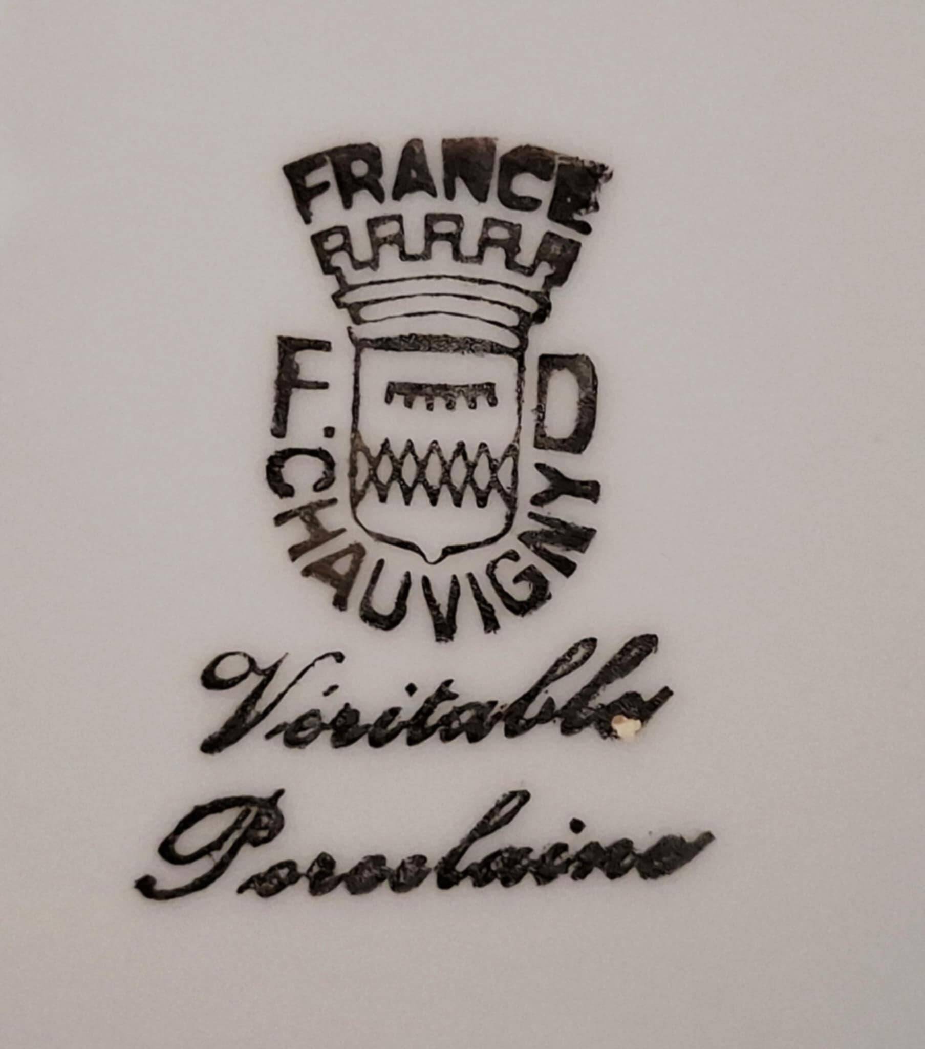 Porcelain soup plates from Chauvigny by Fernand Deshoulières