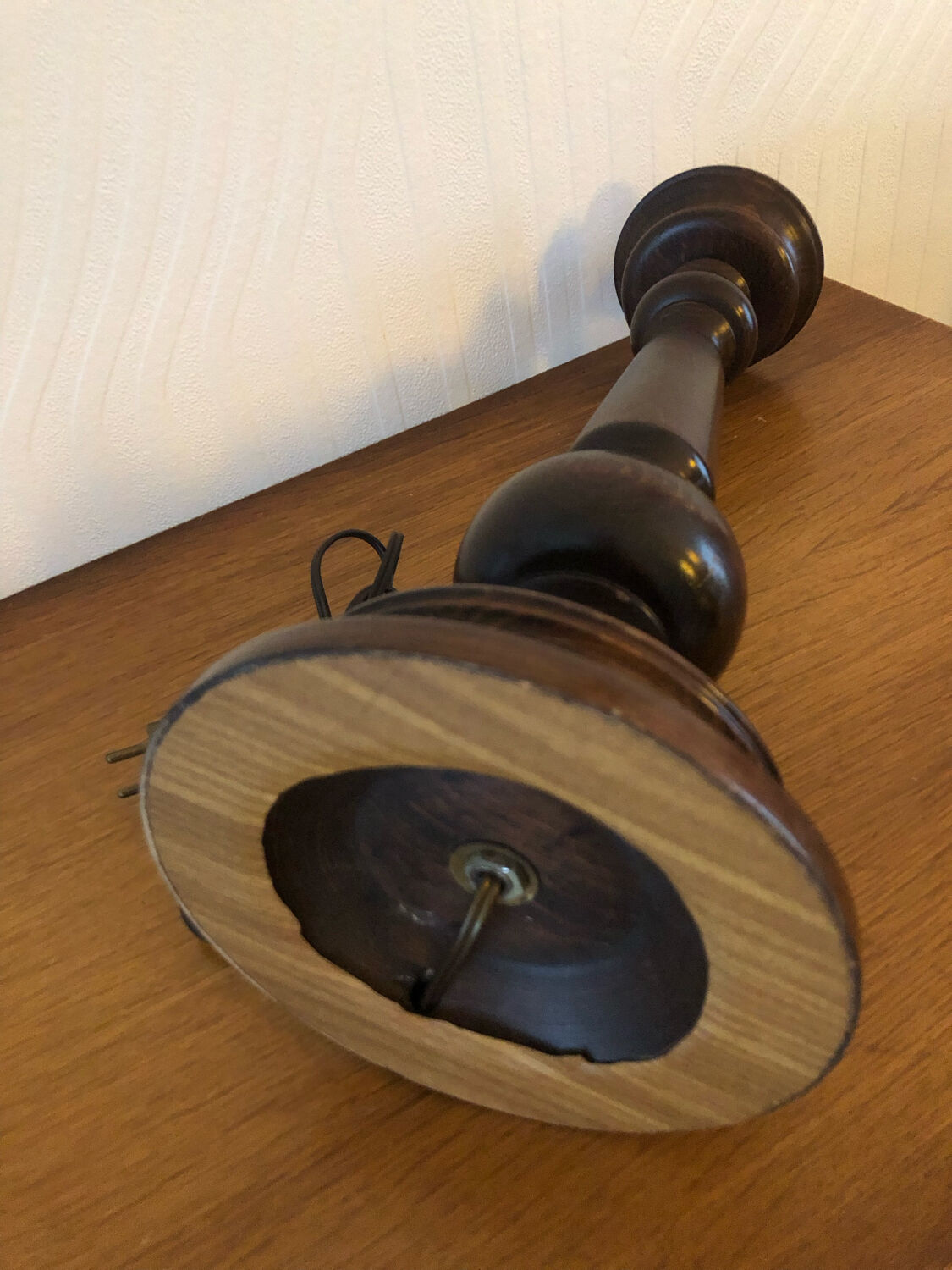 Vintage turned wooden lamp foot