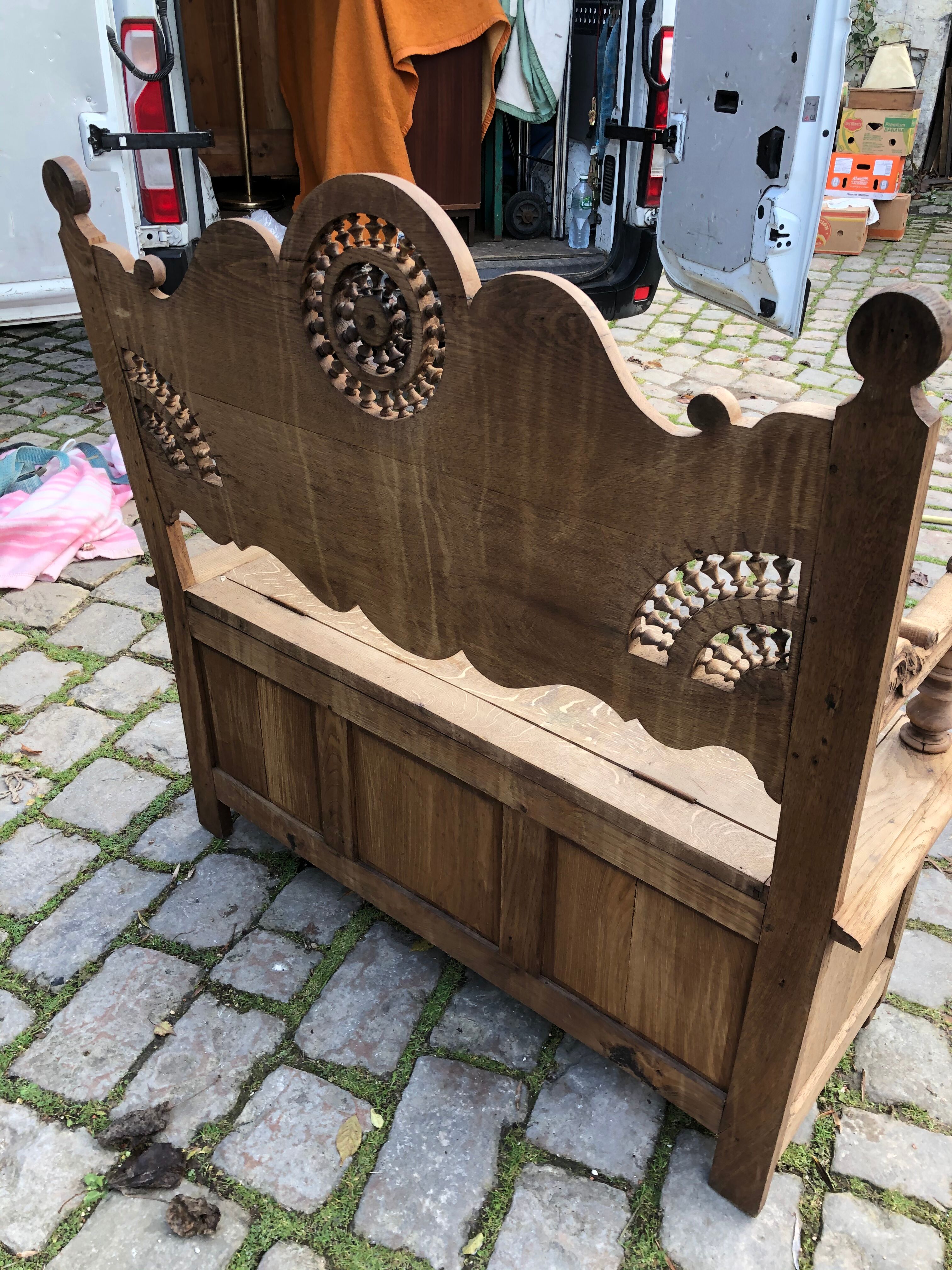 Brittany stripped oak bench