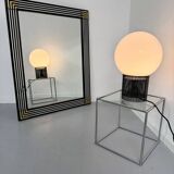 Grand miroir vintage année 70 design DEKNUDT décor géométrique bois