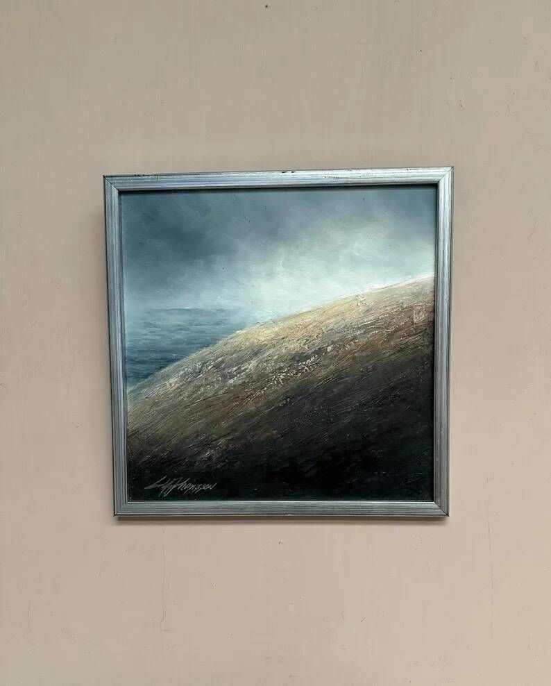 Original Swedish Oil on Panel – “The Surface” by Leif Johansson– Vintage & Framed – 30 × 30 cm (11.8" × 11.8")