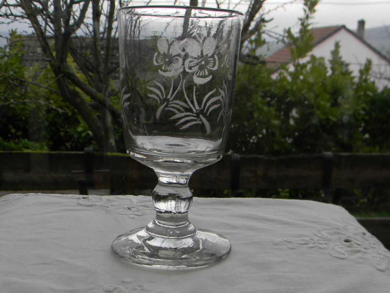 Glass blown glass engraved with acid late nineteenth