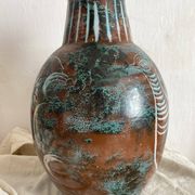 Vase en céramique fait main Mongolfier, signé Yvon Roy 1960