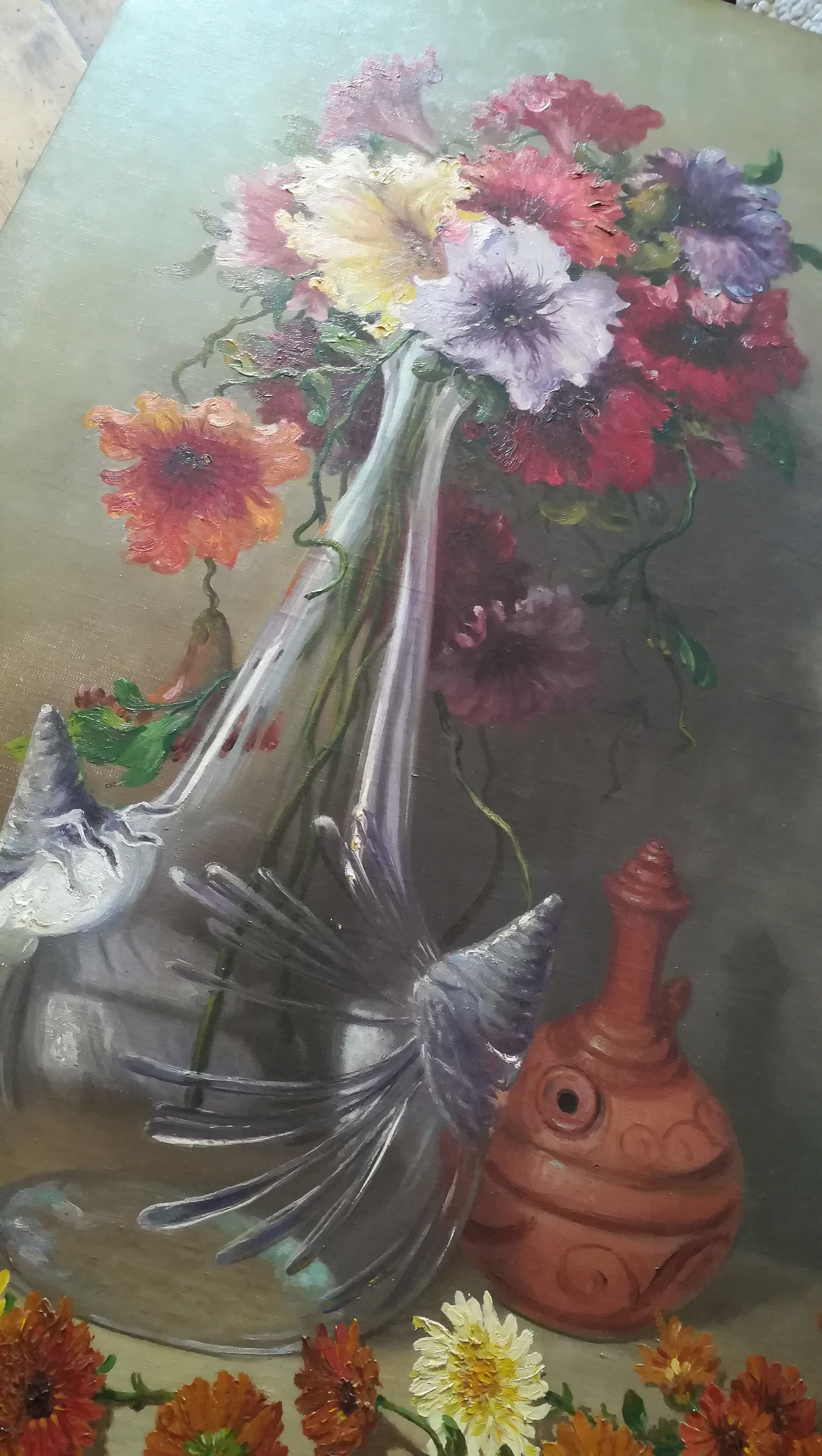 Pair of paintings of flowers