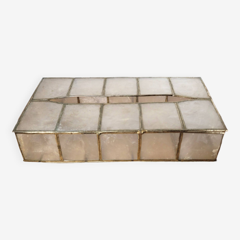 Mother-of-pearl and brass tissue box